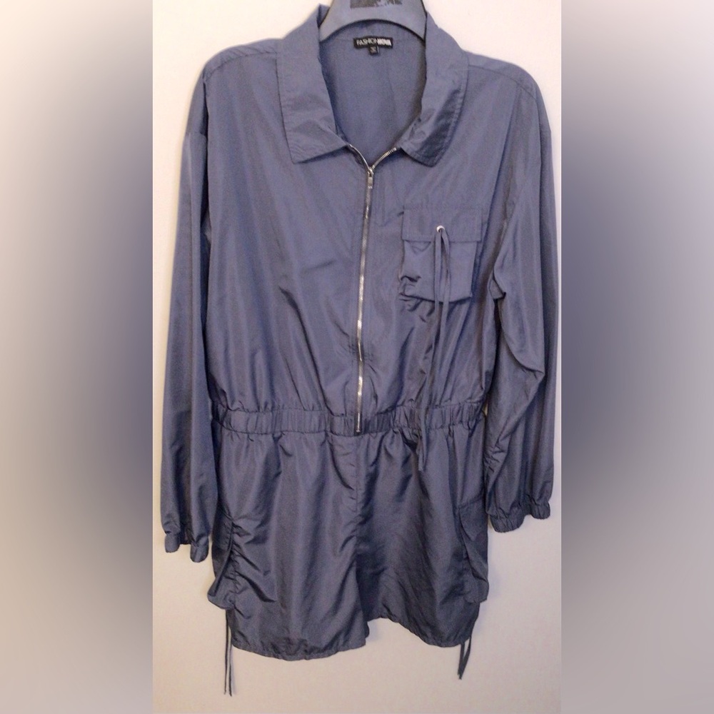 Fashion Nova Blue Zip-Up Jumpsuit